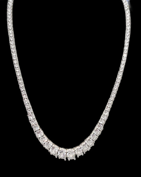 Elegant Diamondette Tennis Necklace, Graduated 16" - Picture 7 of 7